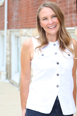 Ideline Denim Vest White