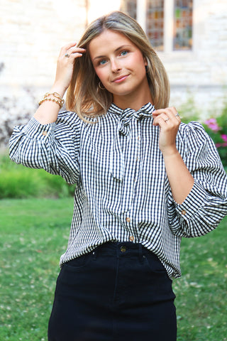 Black Gingham Button Up Shirt