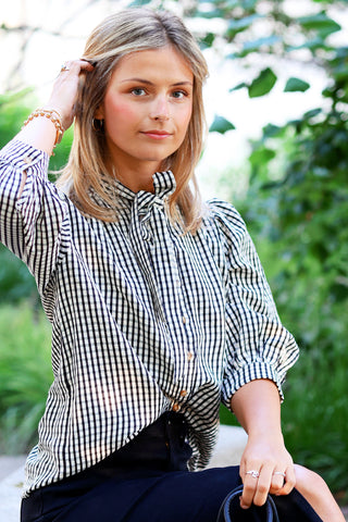 Black Gingham Button Up Shirt