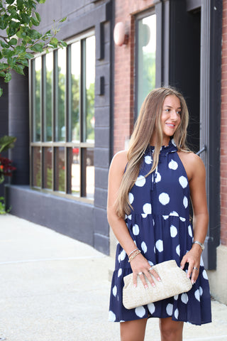 Party in Polka Dots Dress Navy