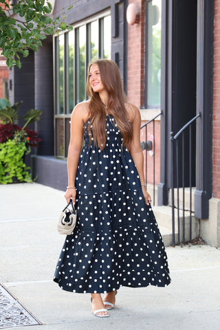 Amadea Black Polka Dot Dress