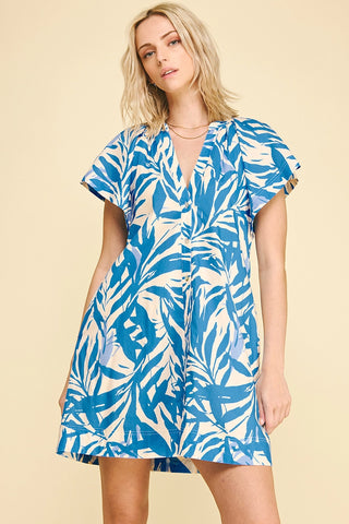 Bright Blue Botanical Dress