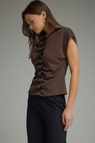 Buttoned Up Brown Top