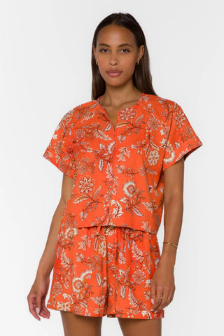 Gabriel Short Cuffed Top Orange
