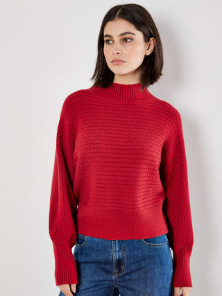 High Neck Cable Batwing Sweater