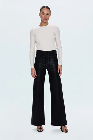 Lana High Rise Wide Leg Coated Noir