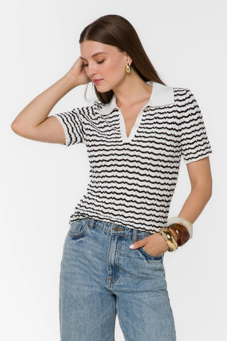 Luxy Stripe Black White Top