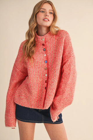 Must Have Ivory Red Cardigan