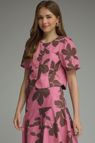 Priscilla Pink Brown Top
