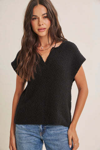 Relaxed Slub Sweater Black