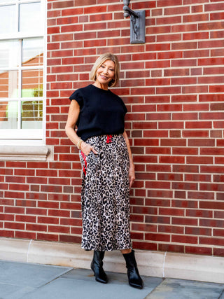 Satin Leopard Skirt w/ Red
