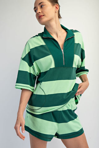 Cotton Stripe Short Green Mint