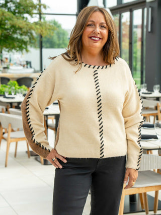 Taupe Brown Contrast Sweater