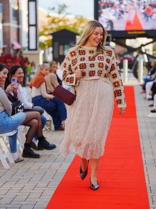 Wavy Tulle Midi Skirt